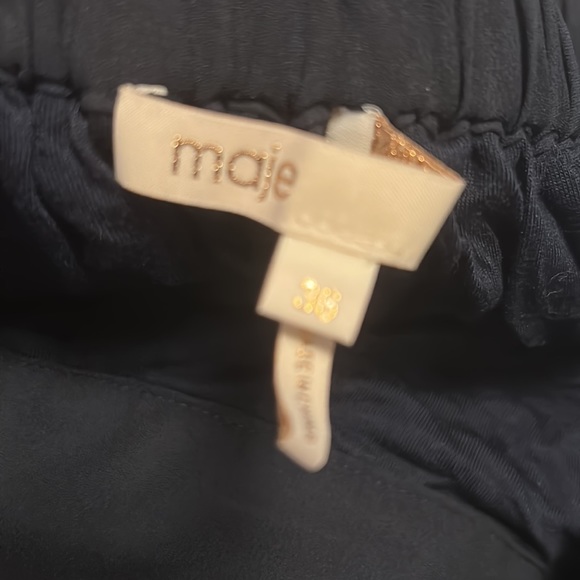 Maje Ikingi Navy Pleated Striped Mini Shorts high waisted SIZE 36 - Picture 2 of 2